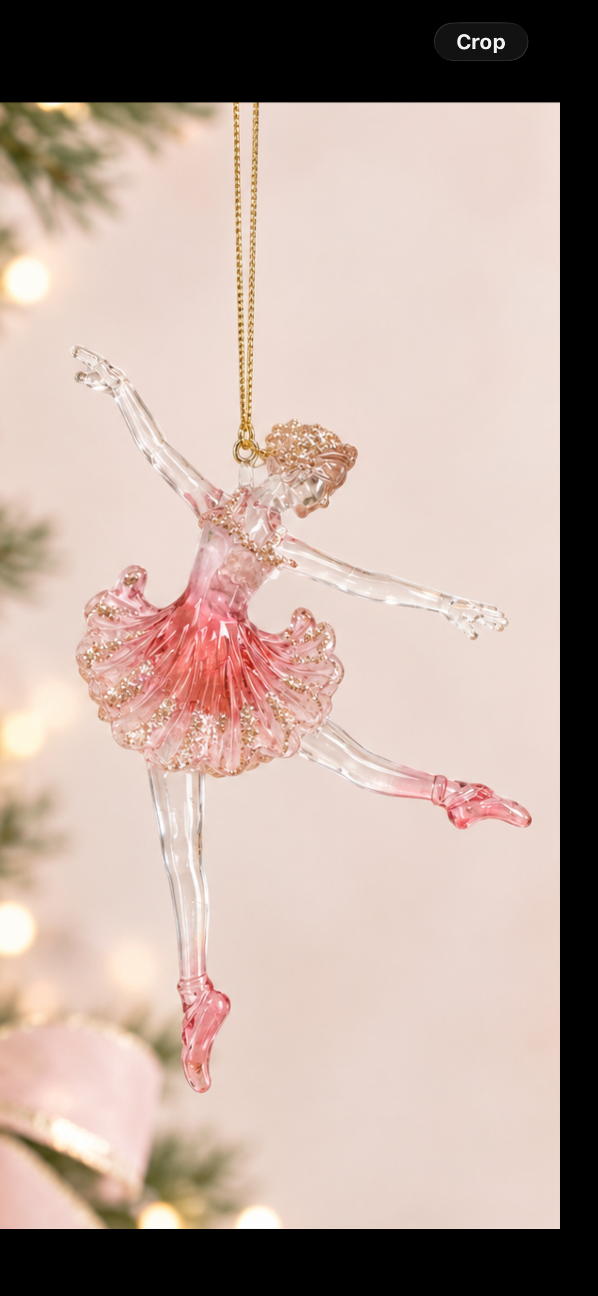 Xmas Forever Ballerina Ornament w/Gold Glitter
