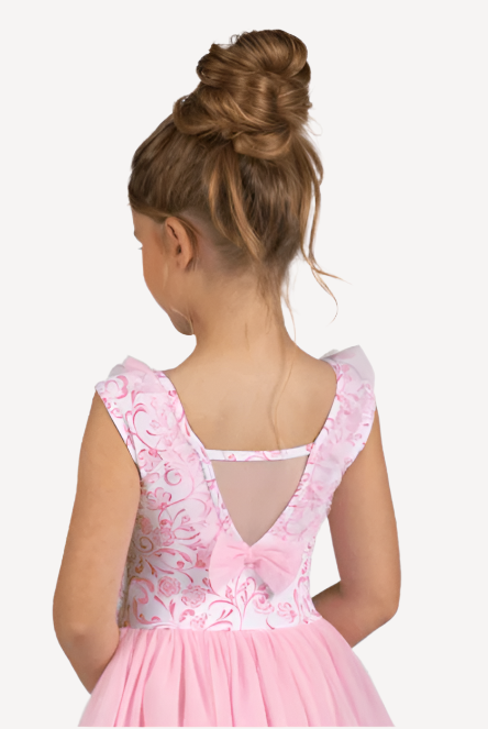 Danznmotion Dianora Ruffle Trim Print Dress Girls