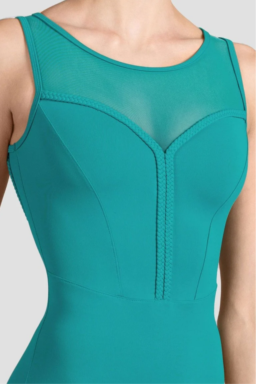 Mirella Miami Boat Neck Mesh Back Tank Leotard - Womens