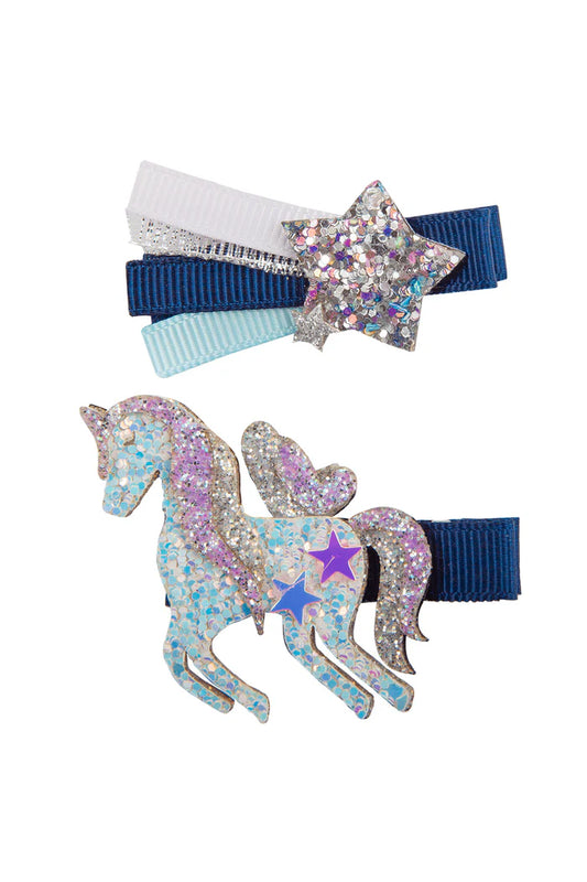 Great Pretenders Boutique Navy Unicorn Star Hair Clip