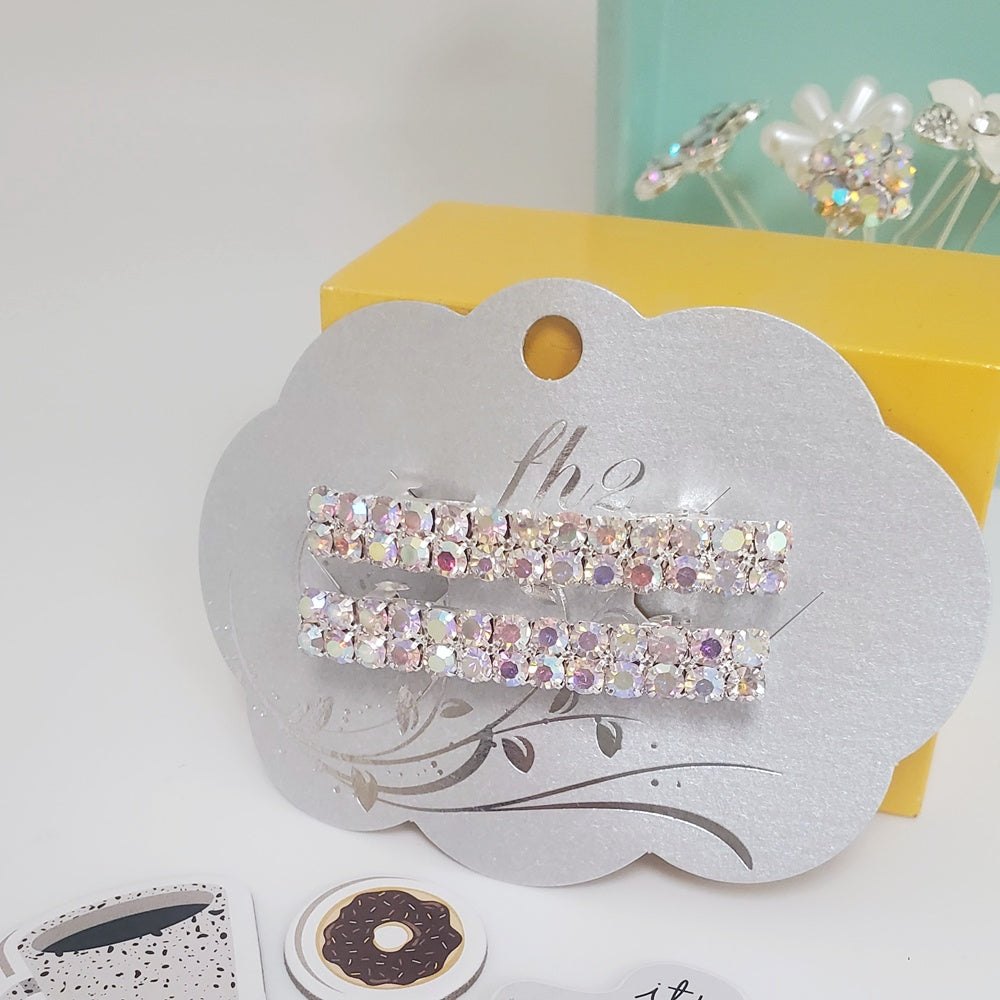 FH2 AB Crystal 2 Row Crystal Barrette