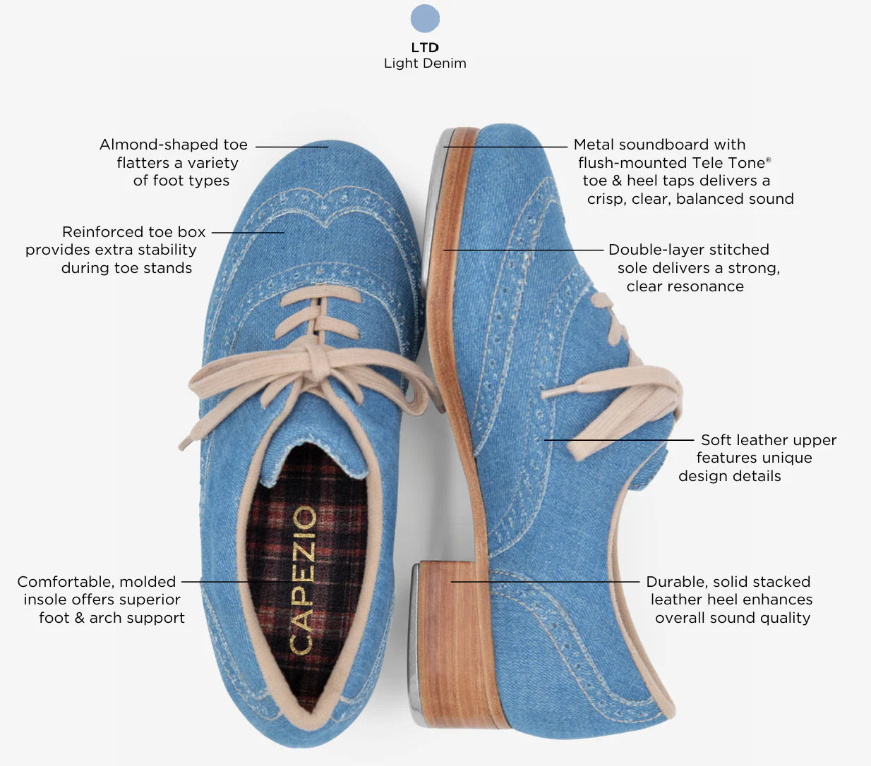 Capezio Roxy Tap Shoe 960F Colours LTD Denim