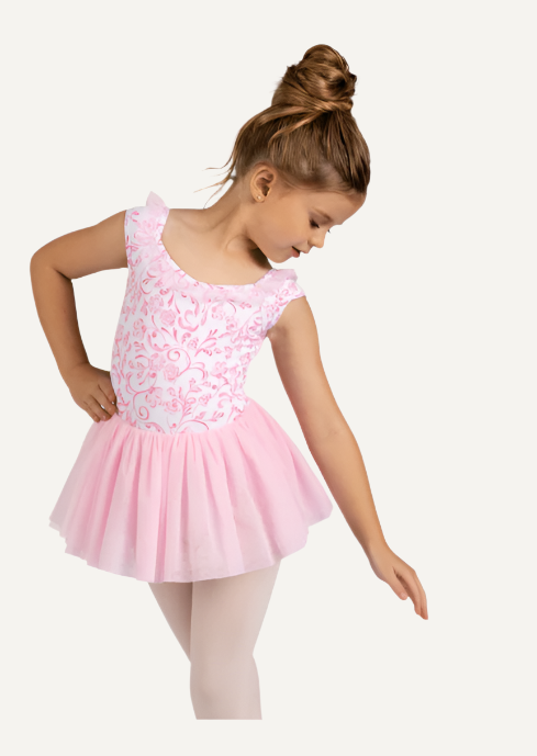 Danznmotion Dianora Ruffle Trim Print Dress Girls