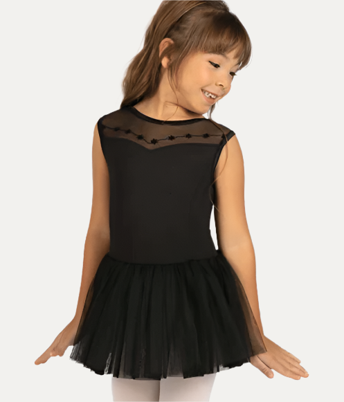 Danznmotion Dorian Cap Sleeve Flocked Dress Girls