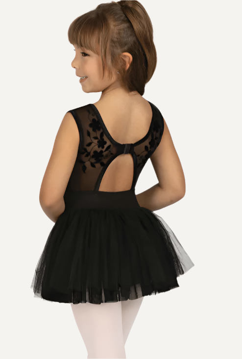 Danznmotion Dorian Cap Sleeve Flocked Dress Girls