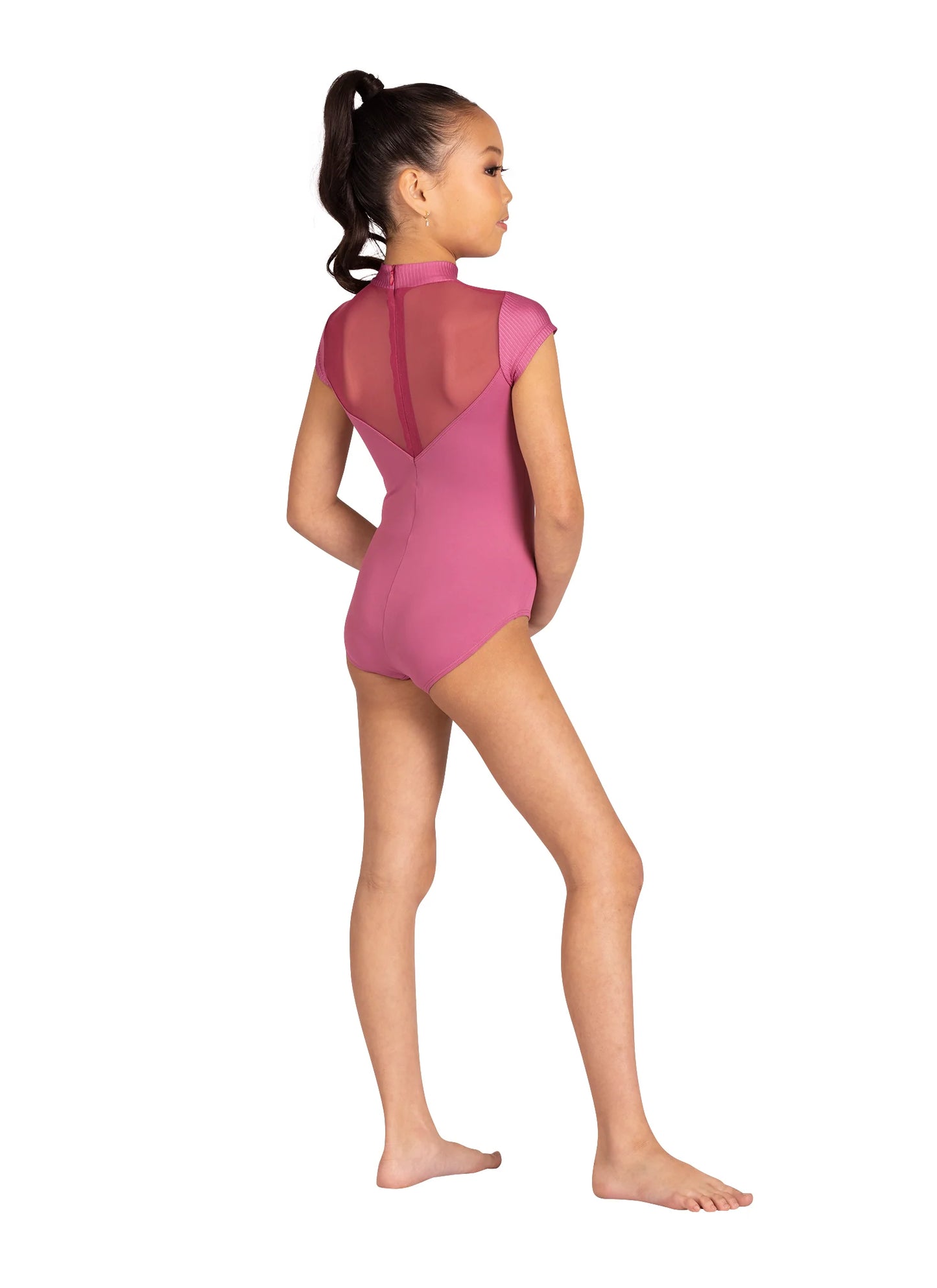 Danznmotion Neve Shiny Rib Cap Sleeve Leo Girls