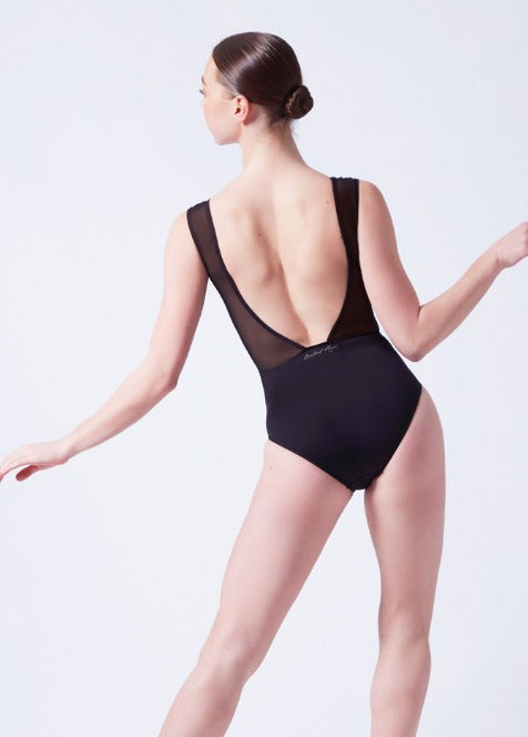 Ballet Rosa Orane Asym Mesh Cut Out V-Back Tank Leo